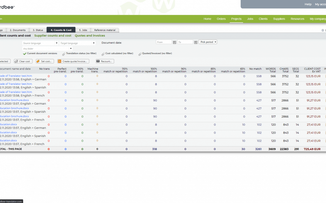 Automatic Costs Calculation