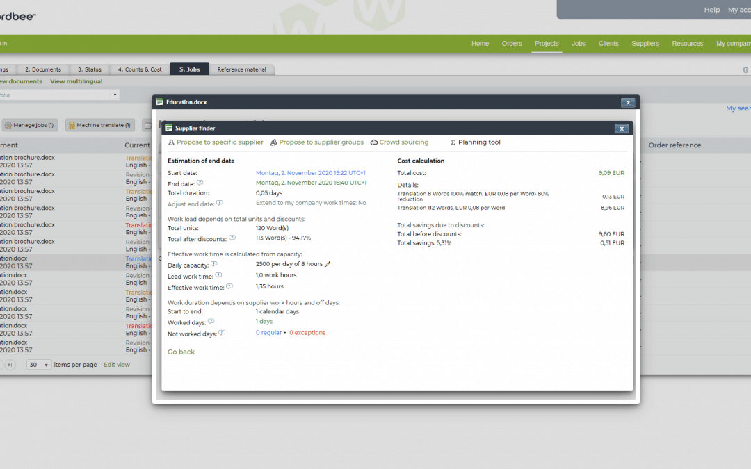 Planning Tool for Work Assignment